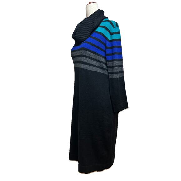 Vintage Y2K Connected Womens Striped Sweater Dress Size M Cowl Neck Goth Grunge - Picture 2 of 10
